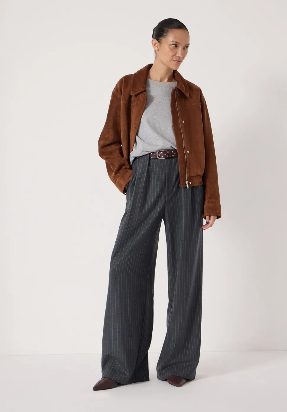 Adena Pinstripe Wide Leg Trousers