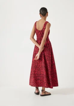 Air Flow Gathered Straps Midi Dress