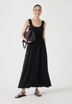Air Flow Gathered Straps Midi Dress