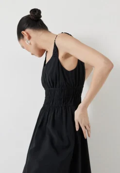Air Flow Gathered Straps Midi Dress