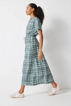 Air Flow Short Sleeve Crew Neck Midi Dress