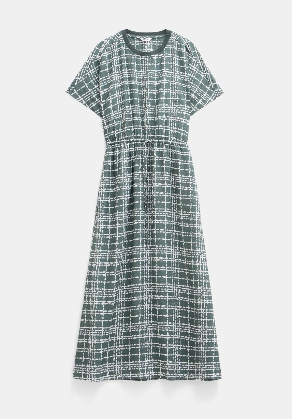 Air Flow Short Sleeve Crew Neck Midi Dress