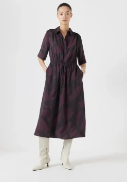 Air Flow Short Sleeve Midi Shirt Dress