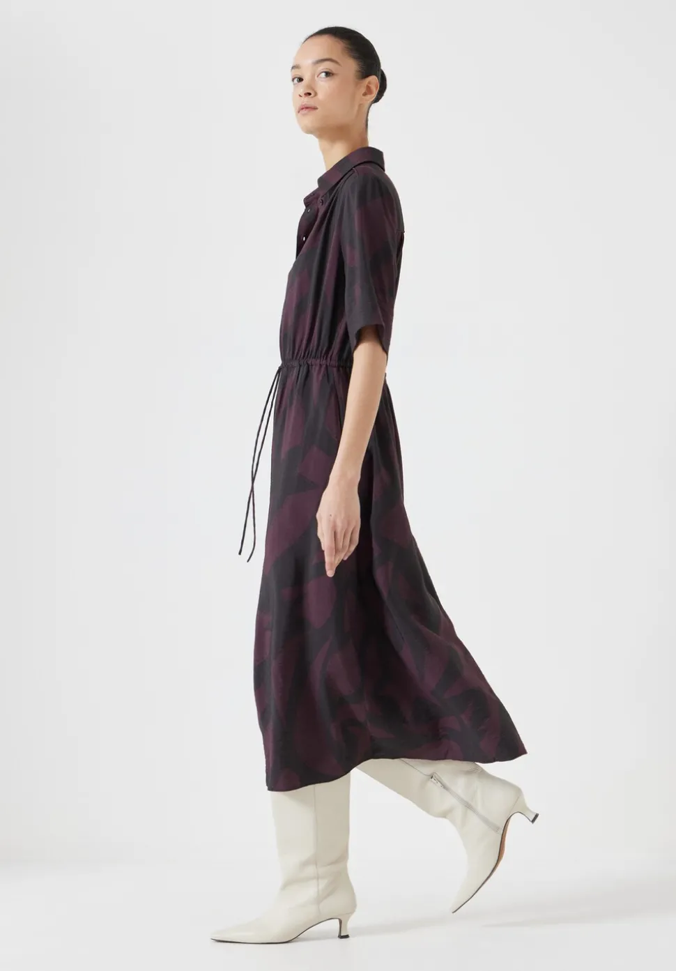 Air Flow Short Sleeve Midi Shirt Dress