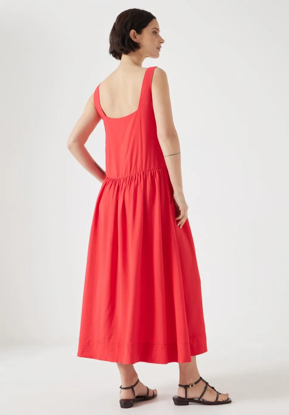 Air Flow Square Neck Midi Ballerina Dress