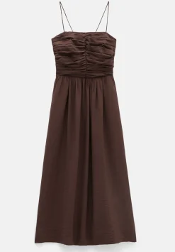 Air Flow Strappy Gathered Midi Dress