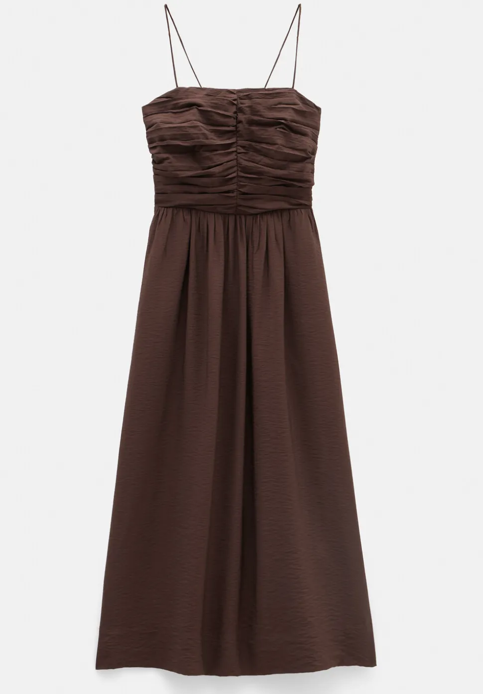 Air Flow Strappy Gathered Midi Dress