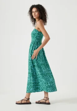 Air Flow Strappy Gathered Midi Dress
