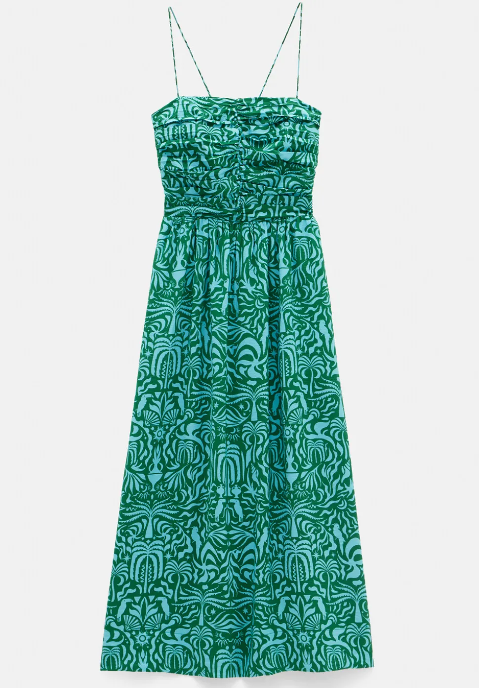 Air Flow Strappy Gathered Midi Dress