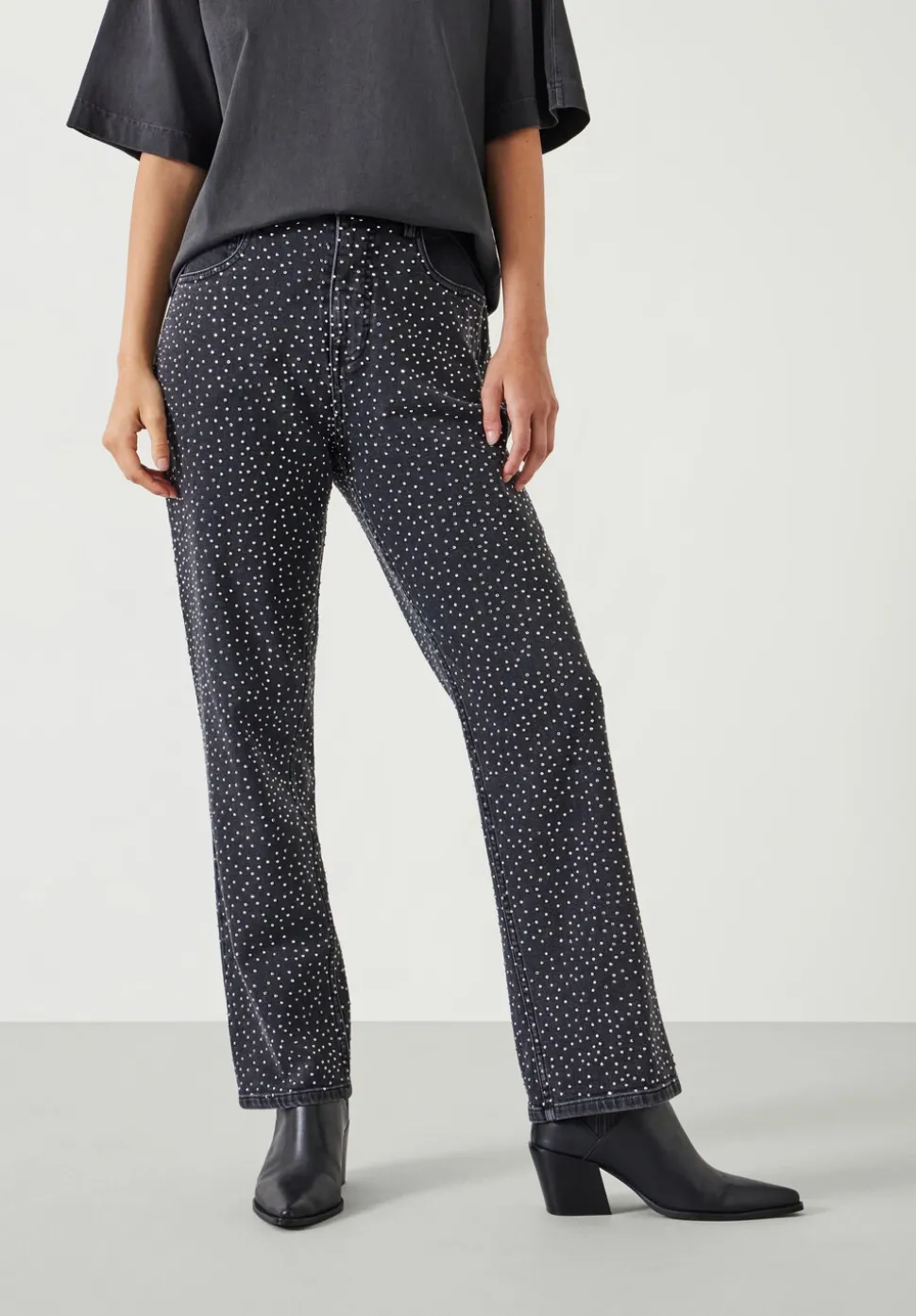 Alex Slim Straight Leg Jeans with Rhinestones
