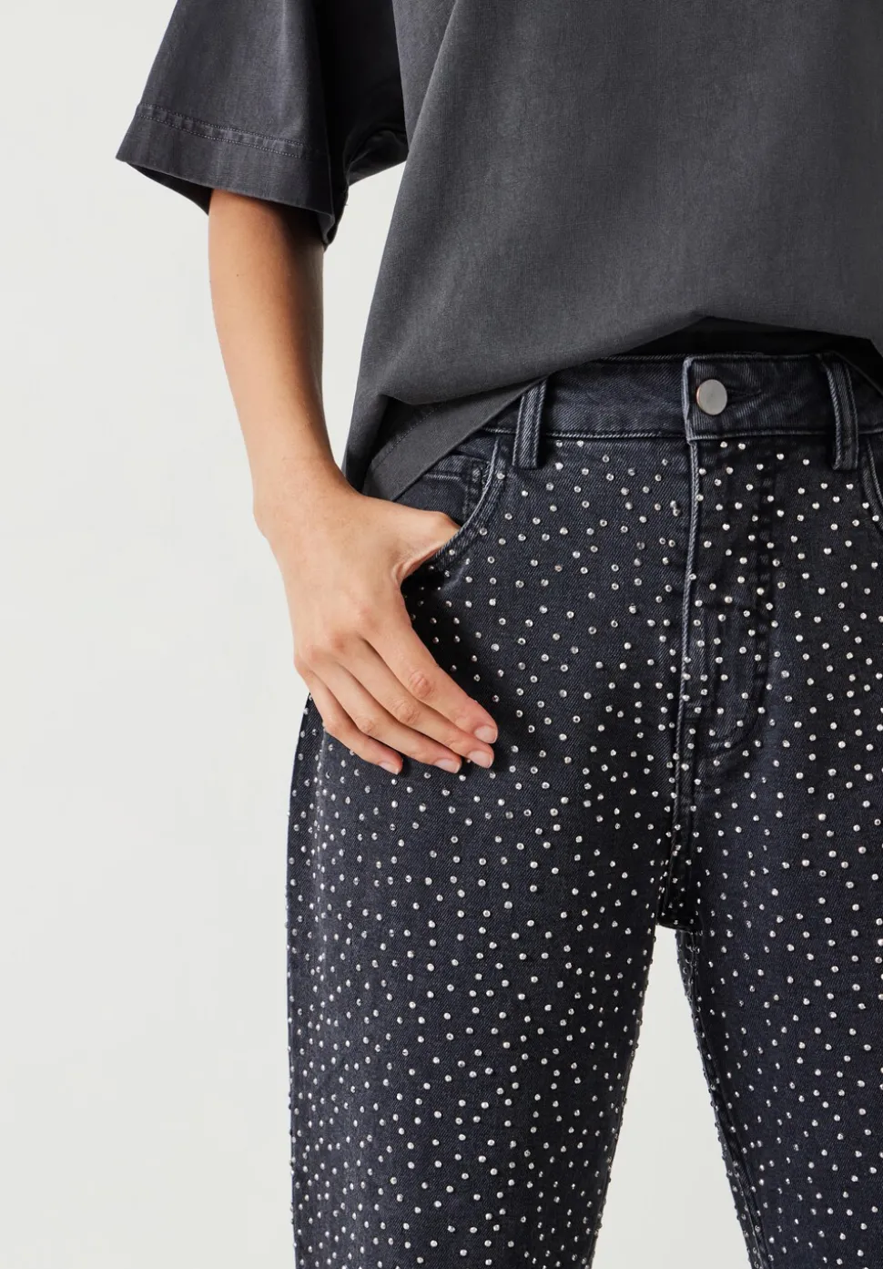 Alex Slim Straight Leg Jeans with Rhinestones