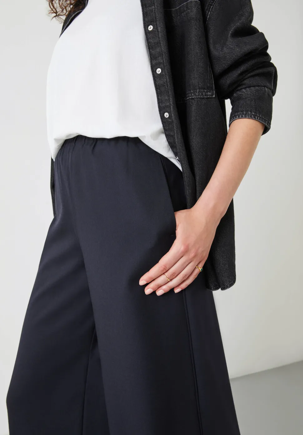 Alpa Wide Leg Wool Blend Trousers