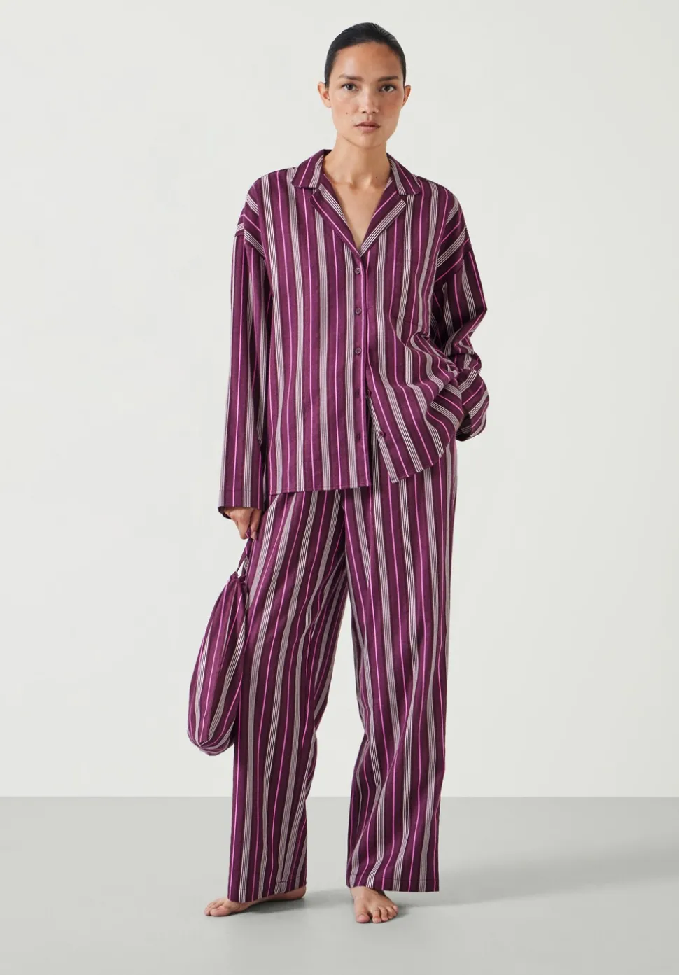 Amita Cotton Flannel Multi Stripe Pyjamas