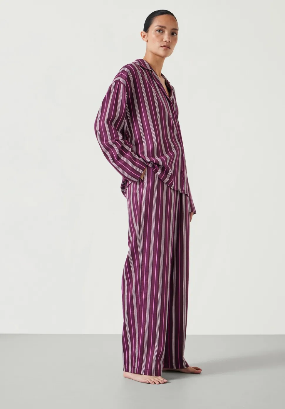 Amita Cotton Flannel Multi Stripe Pyjamas
