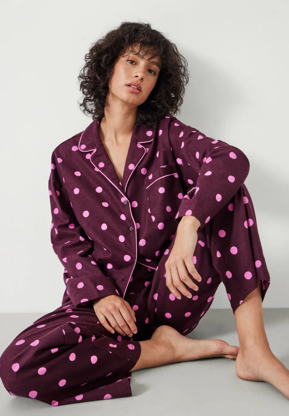 Amita Cotton Flannel Polka Dot Pyjamas