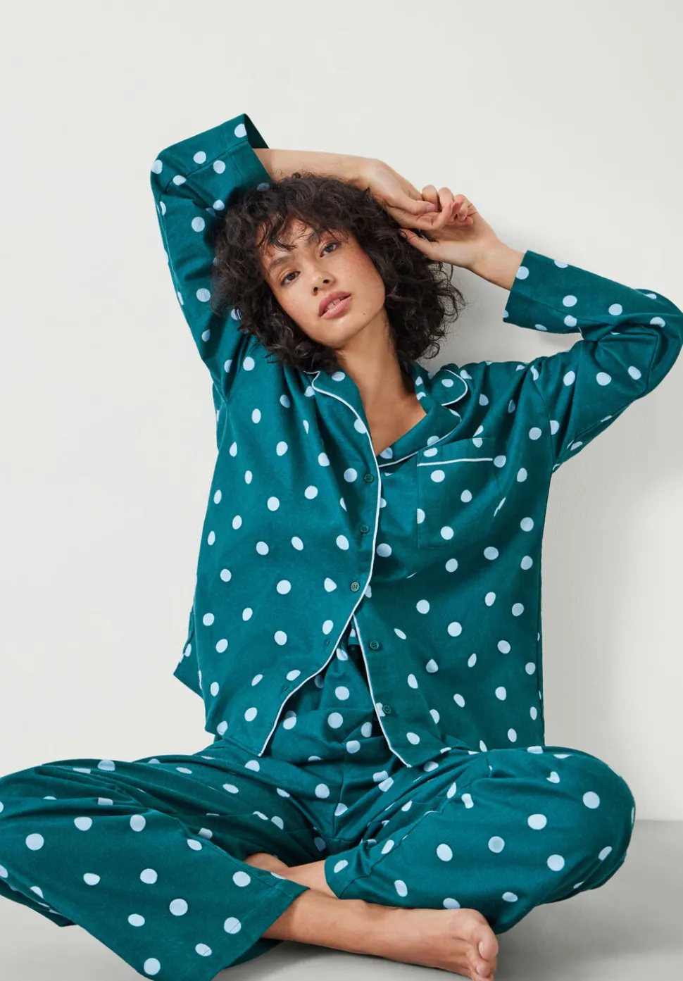 Amita Cotton Flannel Polka Dot Pyjamas