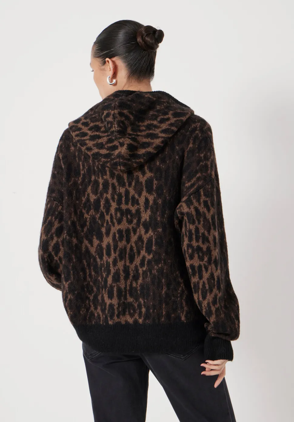 Animal Jacquard Hoodie with Mohair
