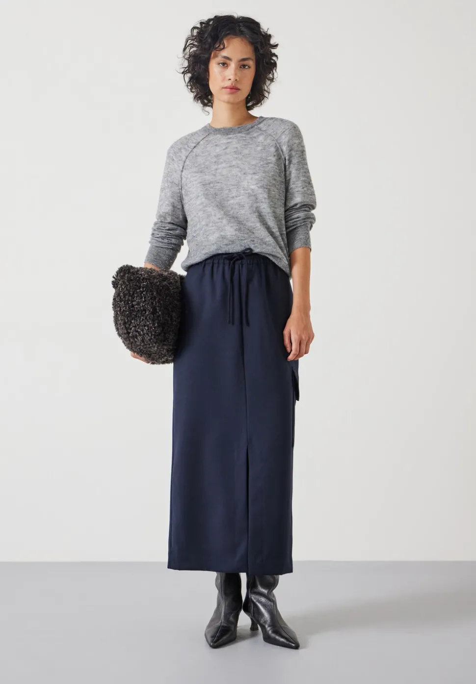 Aria Cargo Wool Maxi Skirt