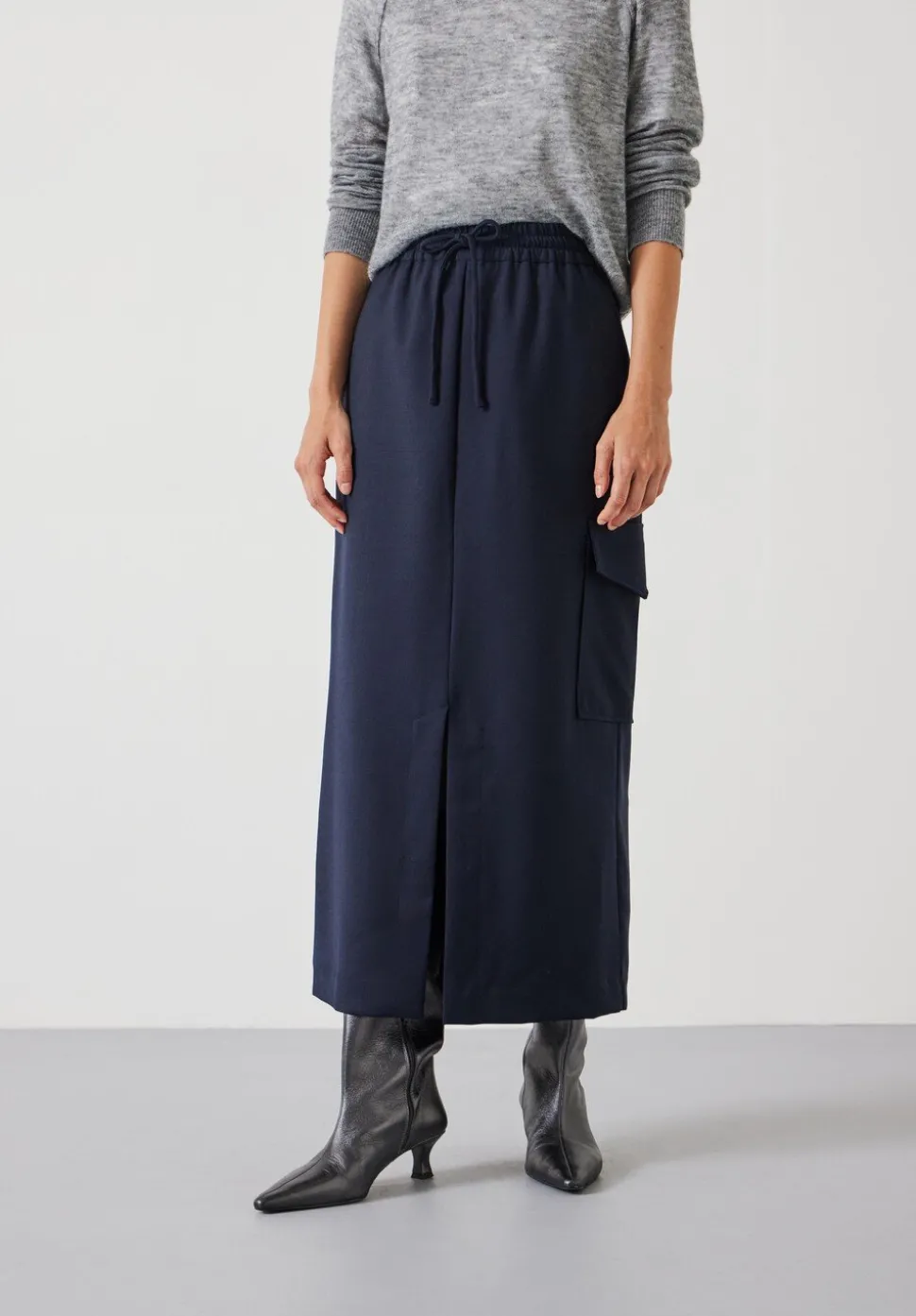 Aria Cargo Wool Maxi Skirt
