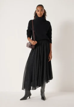 Asymmetrical Flocked Spot Skirt