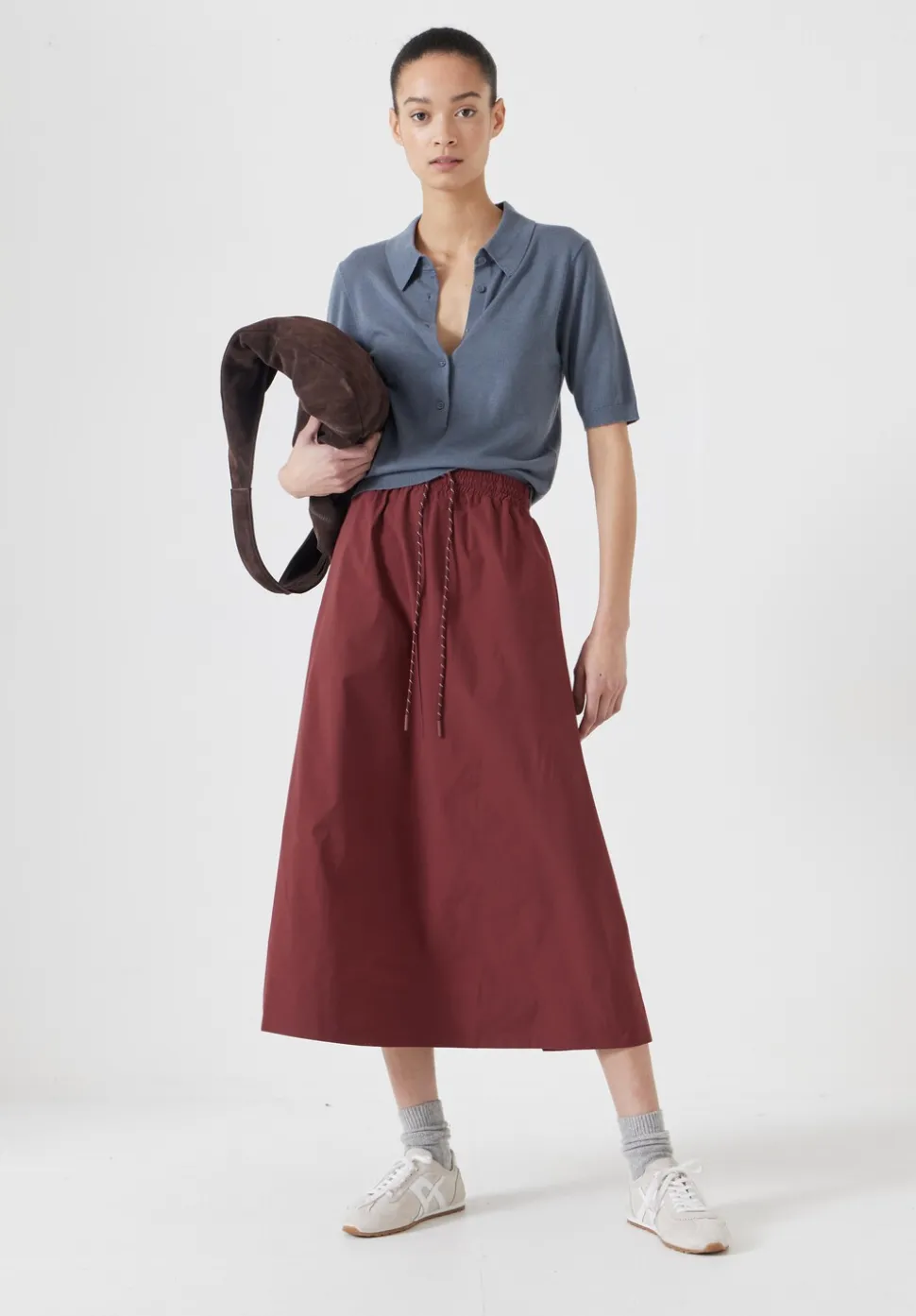 Aya Technical Pull On Midi Skirt
