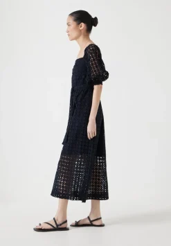 Broderie Off Shoulder Midi Dress