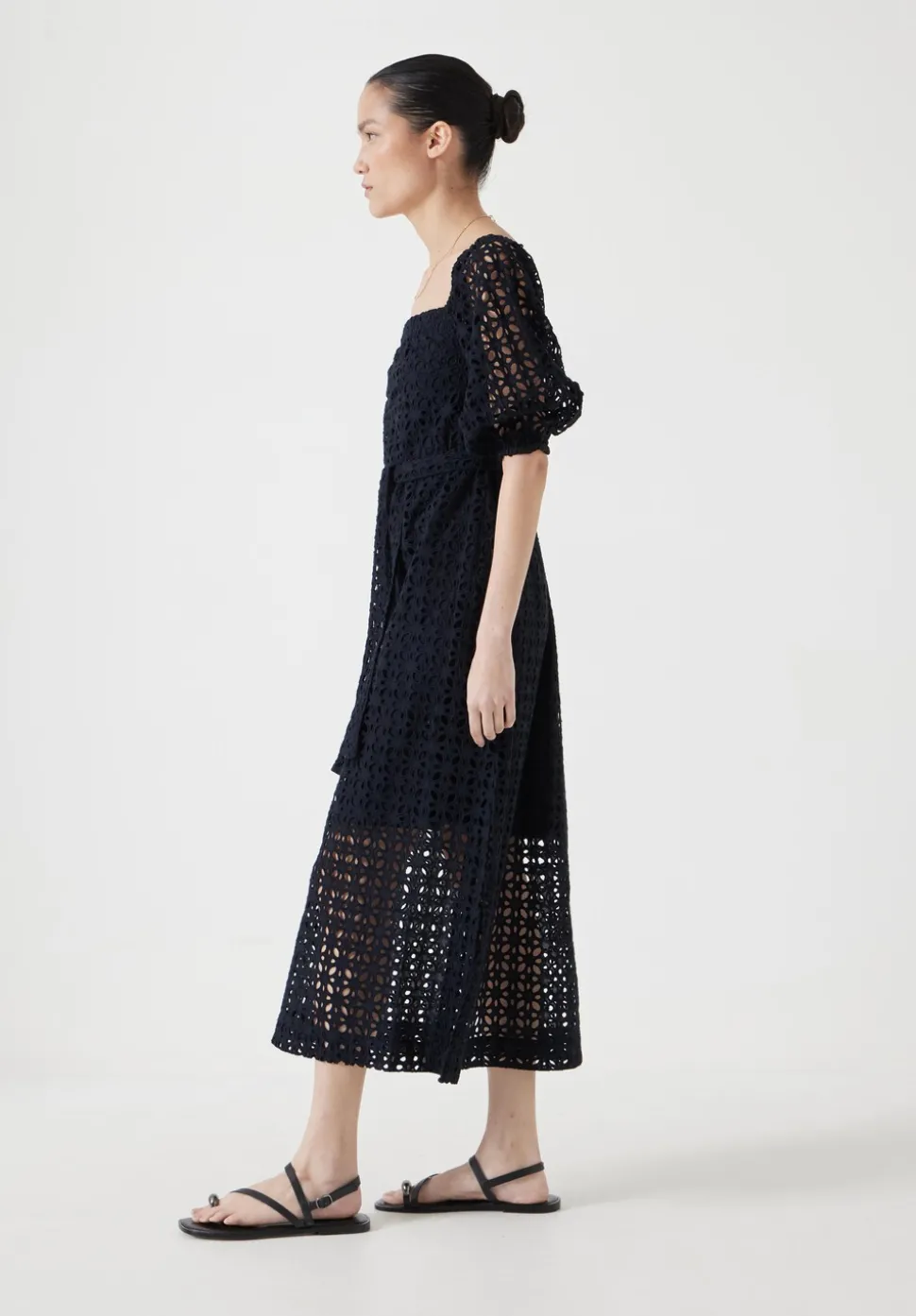 Broderie Off Shoulder Midi Dress