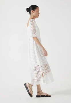 Broderie Off Shoulder Midi Dress