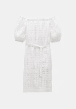 Broderie Off Shoulder Midi Dress