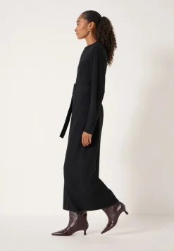 Buckle Belt Merino Wool Midi Dress