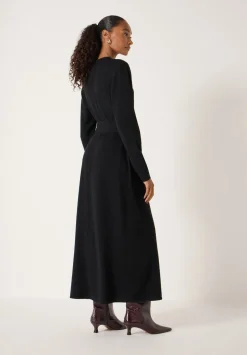 Buckle Belt Merino Wool Midi Dress