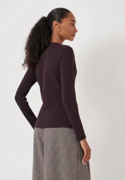 Button Ribbed Long Sleeve Top