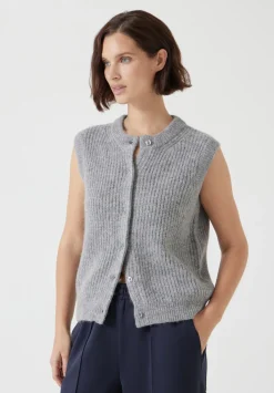 Button Through Knitted Sleeveless Cardigan