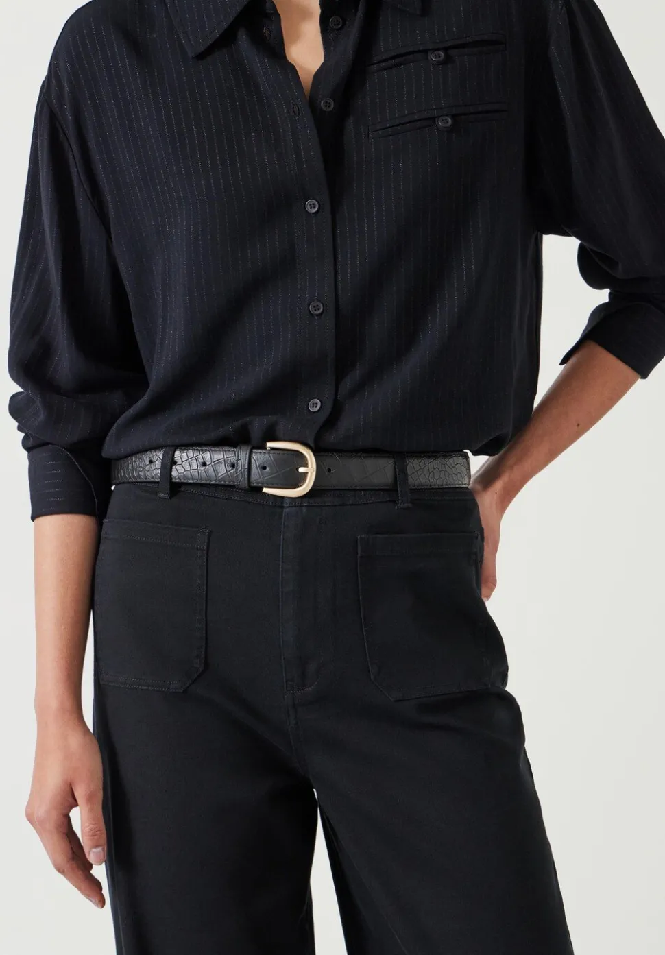 Callie Croc Emboss Leather Belt