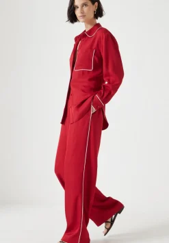 Carys Piping Detail Wide Leg Trousers