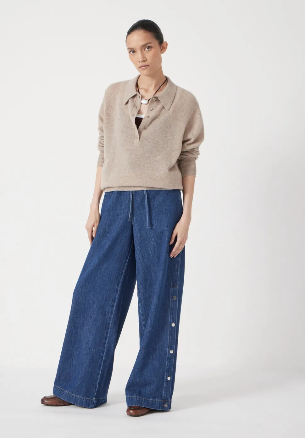 Cashmere Long Sleeve Polo Jumper