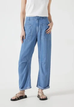 Chambray Cordi Barrel Leg Trousers