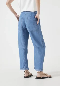 Chambray Cordi Barrel Leg Trousers