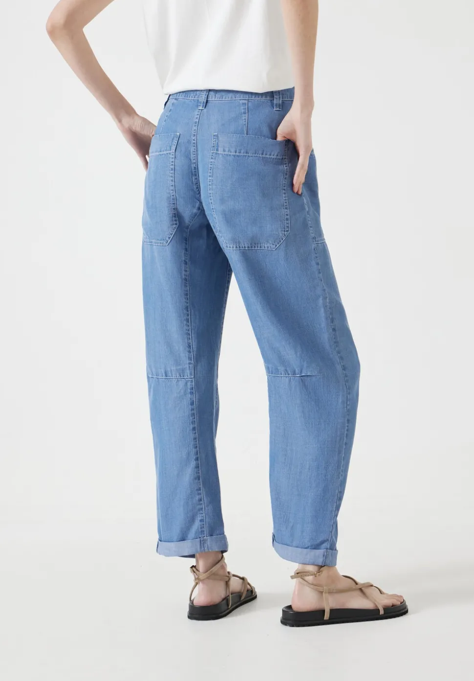 Chambray Cordi Barrel Leg Trousers