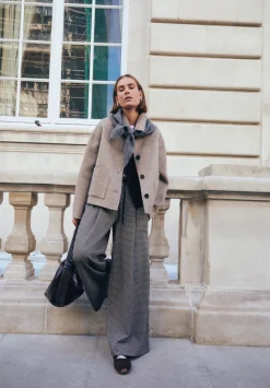 Check Wide Leg Jersey Trousers