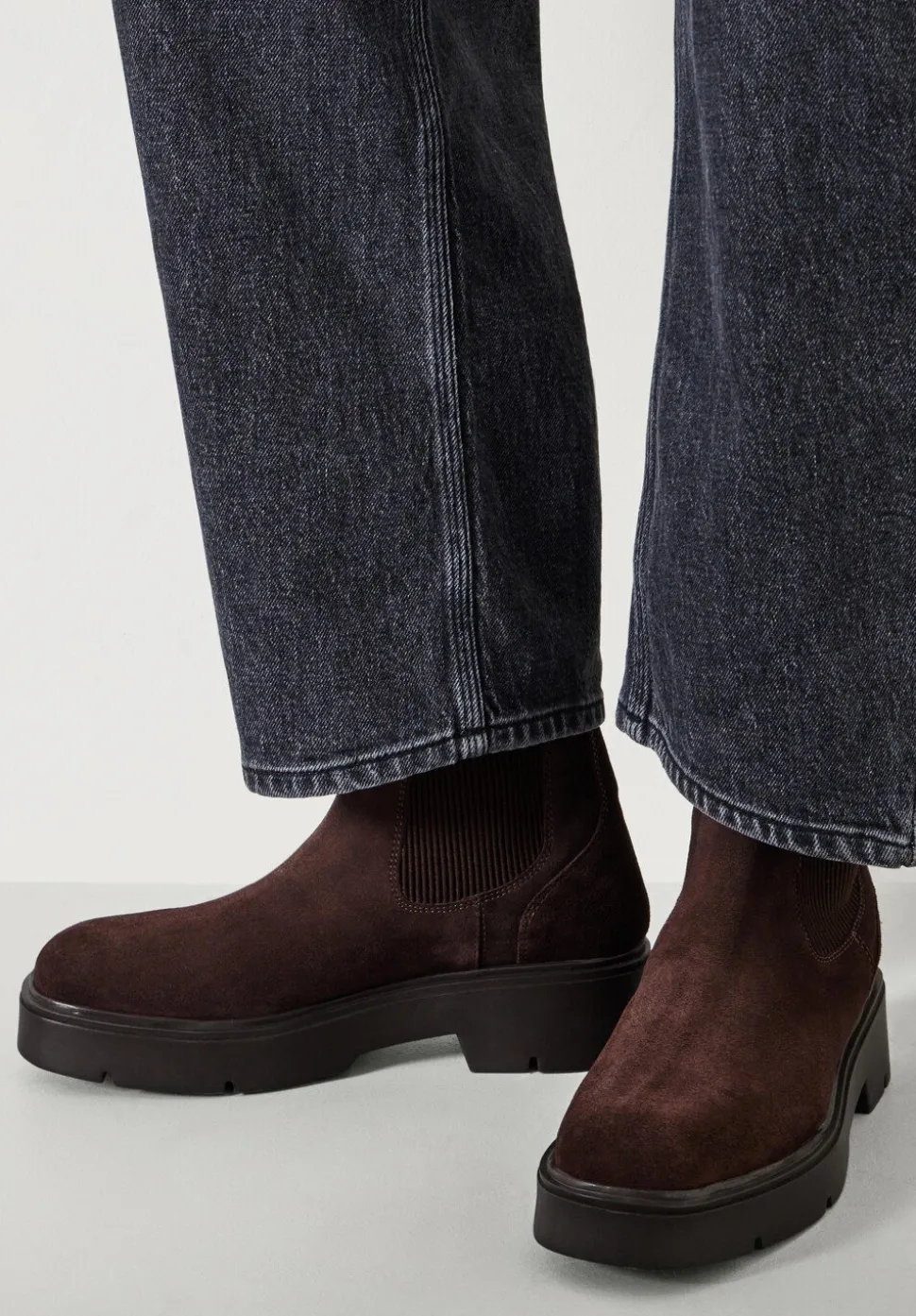 Chunky Suede Chelsea Boots