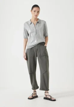 Clear Sequin Knitted Polo Top