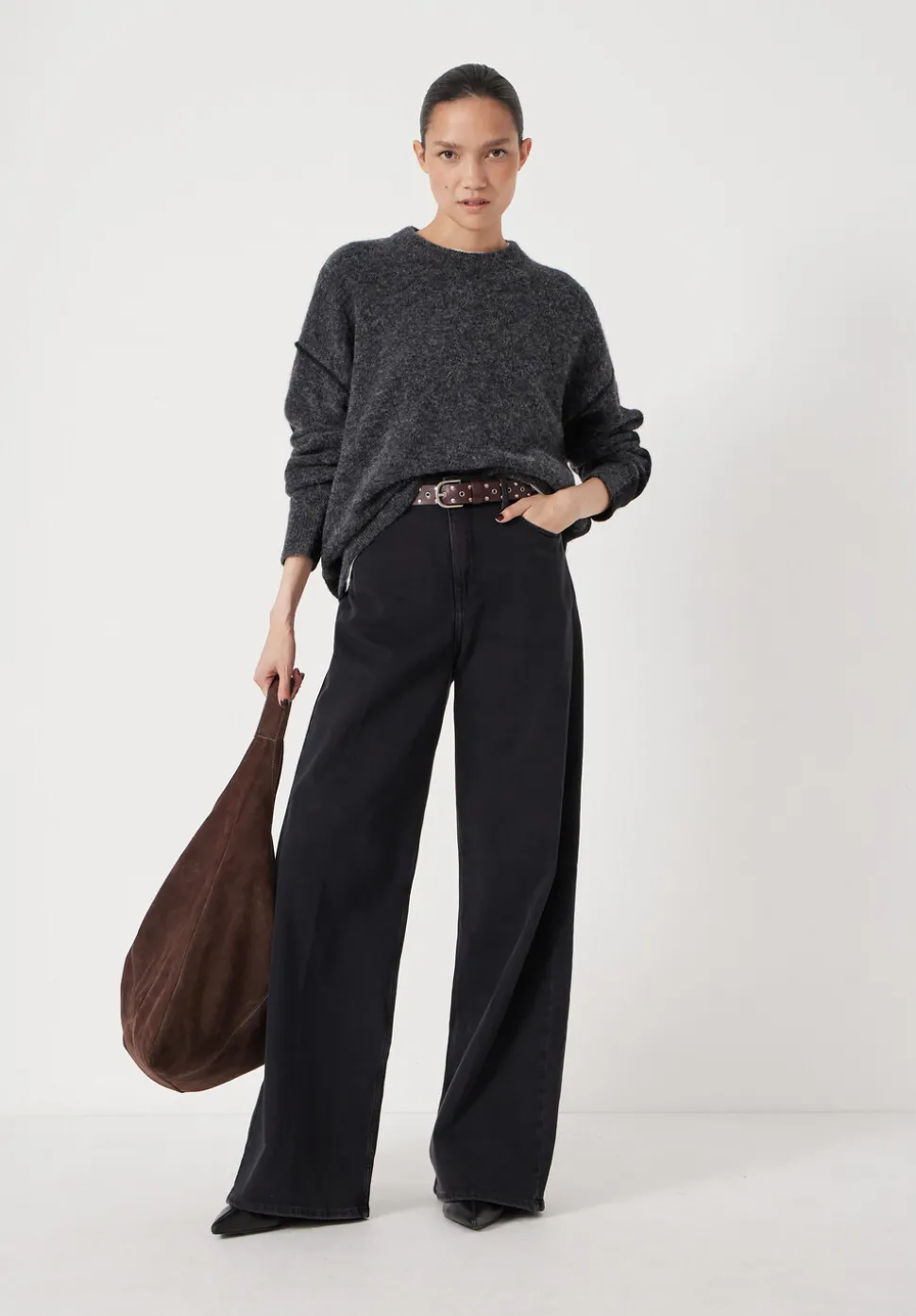 Colour Block Wool Blend Crew Jumper