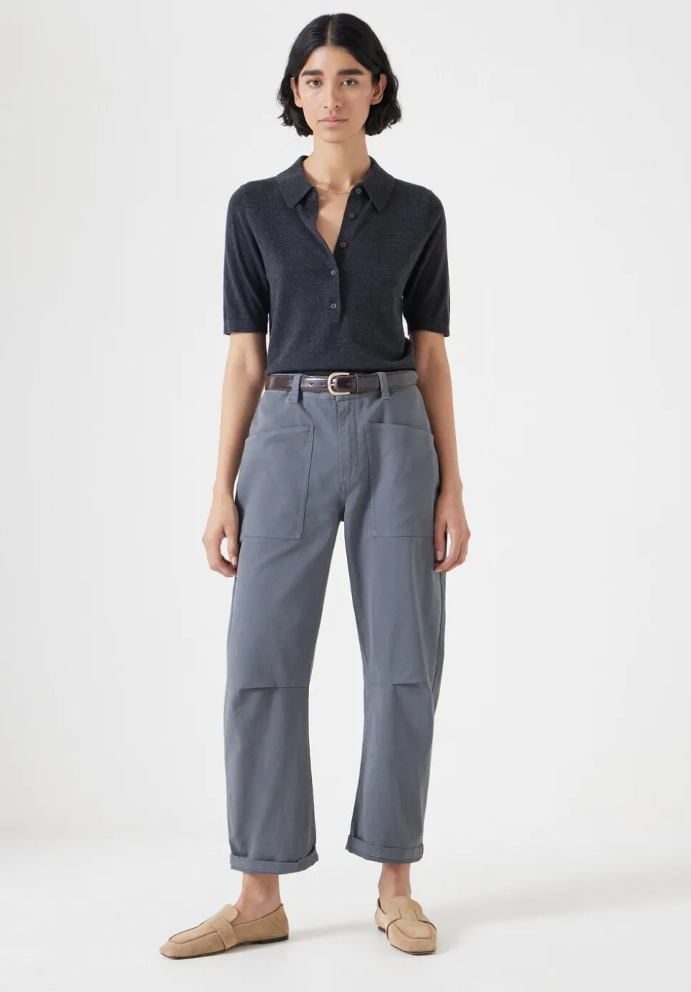 Cordi Barrel Leg Cotton Trousers
