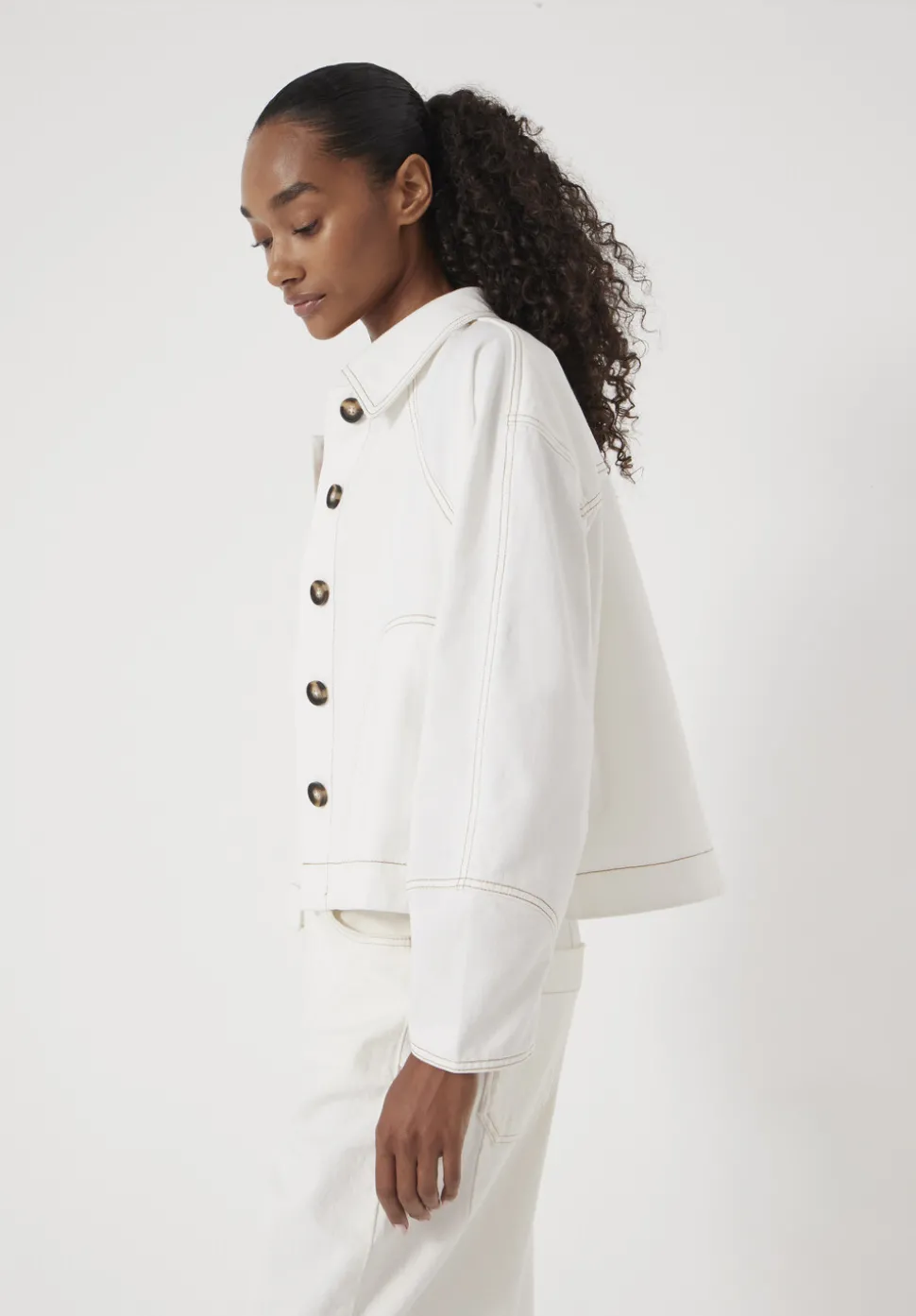 Cotton Barrel Sleeve Swing Jacket