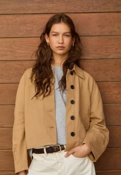 Cotton Barrel Sleeve Swing Jacket
