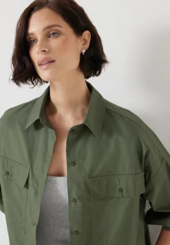 Cotton Oversized Cropped Shacket