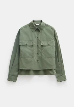 Cotton Oversized Cropped Shacket