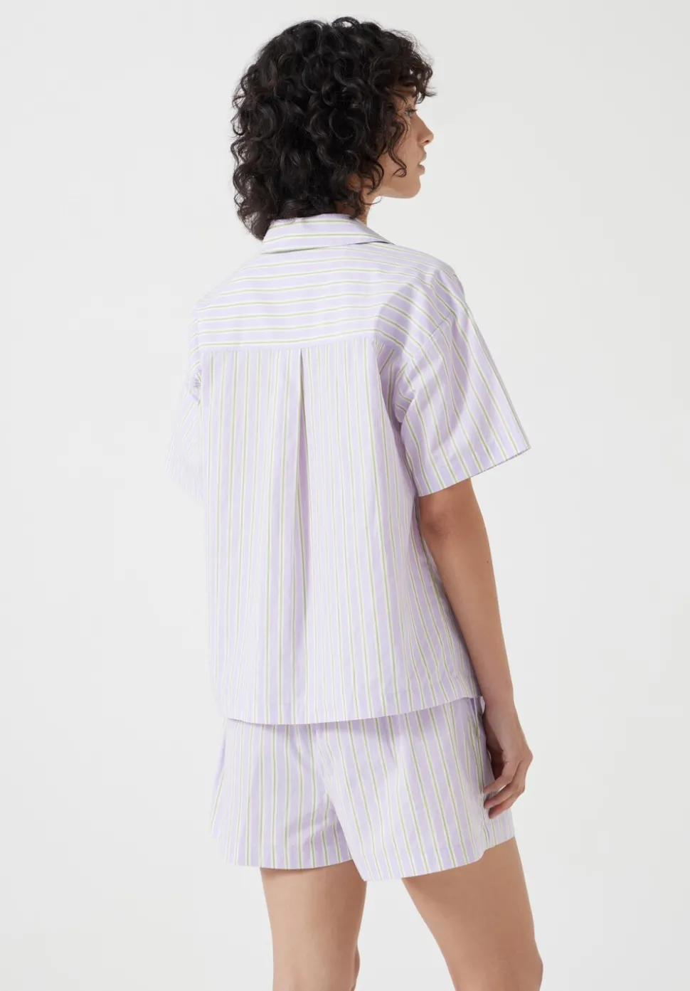 Cotton Poplin Stripe Short Pyjamas Set
