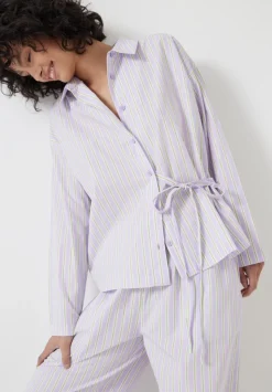 Cotton Poplin Stripe Trouser Pyjamas Set